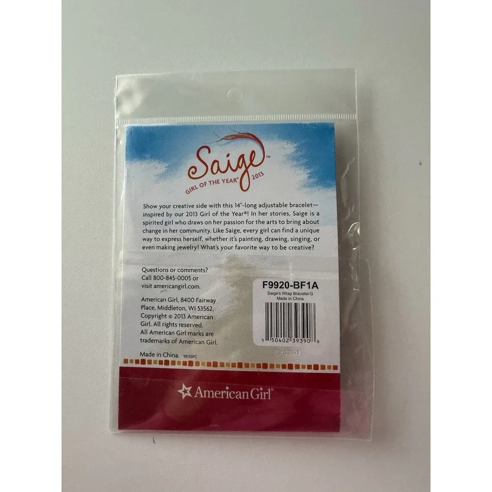 American Girl Saige Doll Of Year Saige's Wrap Bracelet For Girls
